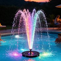 Floating Solar Bird Bath Fountain with LED Lights Water Pump for Outdoor Garden, Pool Fountain for Backyard Patio Fish Tank Deck