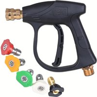 High pressure cleaning gun 4350PSl car wash short gun aluminum valve cleaning gun 1/4 quick connection with 5-color nozzle