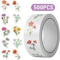500PCS Daisy Stickers Roll Cute Flower Stickers Sun-Proof Flower Roll Decals Cute Daisies Flowers Stickers Water Bottle Scrapboo