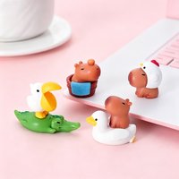 10Pcs Mini Capybara Resin Figures, Cute Animal Statues for Home Office Decor, Micro Landscape & Dollhouse Props