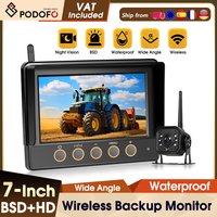 Podofo Kabelloser Auto-Monitor mit 720P Rückfahrkamera, Auto-Backup, IP68 Wasserdicht, BSD Manueller Fokus, Punkt-Warnung für Auto und LKW