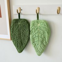 2Pcs Leaves Hand Towels Absorbent Kitchen Handkerchief Kitchen Accessories Bathroom Hands Towel Wall Hanging Kitchen Towels