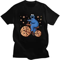 AliExpress Custom Men's Cookie Exercise-Funny Monster Bike T Shirt Short Sleeve Cotton Tshirt Novelty T-shirt Casual Tees Oversized Apparel