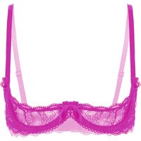 Damen Transparente Spitzen-Lingerie Sexy Halbschalen-BH mit Freier Brustpartie, Bügel-Push-Up-BH, Verstellbare Träger, Ungepolsterter BH