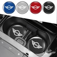 Carbon Fiber Texture Car Anti-Slip Water Cup Pads Auto Coasters Mats For BMW Mini Cooper R50 R53 R55 R56 R60 R61 F54 F55 F56 F60