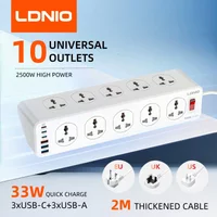 LDNIO 10 Outlet Electric Extension High Capacity Multi-strip UK/US/EU/KR Multiple Plug 2M Cord Type C USB Socket Surge Protector image 4