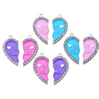 3 Pairs Sweet Enamel Color Love Best Friend Letter Charm Charm for Jewelry Making Couple Necklace Keychain Handmade Accessories