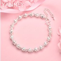 925 Sterling Silver 8-inch Exquisite Openwork Rose Bracelet for Women, Fashionable Wedding Party Jewelry Accessories