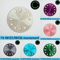 28.5mm Sunburst pattern Dial Suitable for NH35/NH36 Movement blue-green Luminous dial Replacement Part for menโs