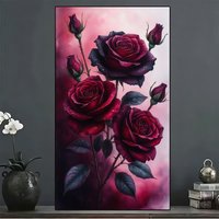 5D Diamond Painting Red Rose Full Drill DIY Diamond Art Kits, Gothic Floral Mosaic Embroidery, Home Wall Decor Gift for Adults