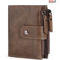 For Men RFID Anti-Magnetic Wallet Handheld Money Clip Multi-Functional Luxury Leather Bag