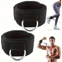 1 Pair Adjustable Dual Purpose Ankle Straps/Wrist Straps for Cable Machines - with Thick Padding, Synthetic Rubber, Black