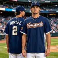 2026 3d Printing Venezuela Men Print T Shirt Summer Short Sleeve Loose Fit Breathable Casual Sporty Baseball Jersey