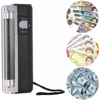 2-in-1 Portable Mini Money Detector Counterfeit Cash Currency Banknote Bill Checker Tester with UV Light Flashlight for USD EURO