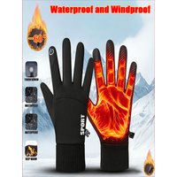 AliExpress NONE Waterproof Winter Sports Gloves - Thermal Lined Full-Finger Design for Skiing, Running, Cycling Outdoor Activities (Unisex)
