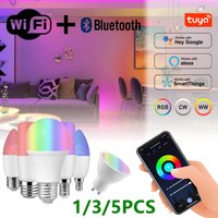 1-5pcs Sprach steuerung wifi smart Glühbirne rgbcw dimmbar gu10 c37 a60 led magische Lampe ac 110v/220v arbeiten mit alexa google home