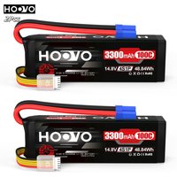 HOOVO 2Pcs 4S Lipo Battery 14.8V 3300mAh 100C RC Battery EC5 Plug Soft Case for RC Car Buggy Helicopter Airplane Boat Quadcopter