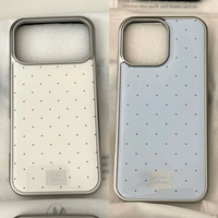 Korean ins Full Screen Red and Blue Polka Dots Phone Case For iPhone 17 16 15 14 13 12 11 Pro Max Plus 17air 16e Drop Glue Cover