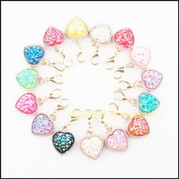 15Pcs KC Gold Color Heart Flower Frame Mixed Resin Charms Pendants With Lobster Claw Clasps 15.5x18.5mm