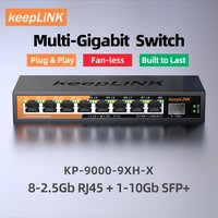 KeepLiNK 9-Port-Multi-Gigabit-Netzwerk-Switch mit 8-Port 2,5 GB Ethernet-Kupfer und 2–10 GB SFP+ Uplink