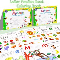 Alphabet Practice Workbook For Kids Handwriting Tracing Picture Book with Stickers Pen Control Training Coloring Book