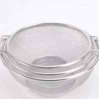 Stainless Steel Colander Round Edge Double Handle Mesh Basket Kitchen Strainer for Washing Rice Fruits Vegetables Storage 3Sizes