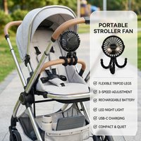 Rechargeable Stroller Fan Flexible Tripod, Mini Clip-on Quiet Cooling Air Circulator for Car Seat Travel Desk Summer Gift