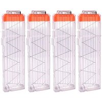 ZIVCONCING 4PCS Soft Bullet Clips 18-Darts Quick Reload Clips Magazine Clips for Nerf Toy Dart Gun (Transparent White)