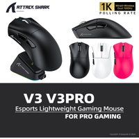 Attack Shark V3 V3PRO Esports Mouse Wireless 1K Hz PAW3311 400IPS 40G 25000DPI,65g Right-Hand Ergonomic OMRON 100M Switches
