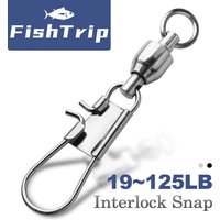 FishTrip Fishing Snap Swivel Interlock Snap Ball Bearing Swivels Stainless Steel Cross Lock Clip Squid Fishing Connector