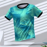 Simple Geometric Graphic 3D Printed Sports T Shirts Summer Fashion Running Fitness Tennis T-Shirt Loose Quick Dry Breathable Men