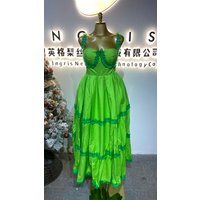 Women's A-line High-waisted 3D-stitched Yellow Sexy Strapless Long Summer Vacation Dress-GZXX735