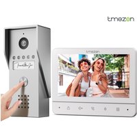 4-Draht-Video-Türsprechanlage TMEZON mit Türklingel, Türsprechanlage mit Kamera, 120 ° Weitwinkelkamera mit 7-Zoll-Farbdisplay