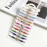 12 Pieces Geometric Alloy With Diamond Resin Beaded Woven Lucky Bracelet For Women Mother'day Gift