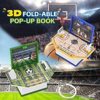 2025 New Sports 3D Pop-Up Keychain,Auto-Folding Soccer/Basketball Book Charm with Button,Plastic Scene Gift for Fans&Desk Decor