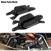 Motorcycle Left Right Side Saddlebag Guard Crash Bar Bag W/ Water Drink Bottle Holder For Harley Touring Road King Electra Glide