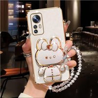 Mi11 Mi12 Mi13 Diamond Strap Mirror Rabbit Phone Holder Case For Xiaomi Mi 12 12T 8 9 10 10s 11 11T 13 14 Lite Pro Stand Cover