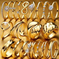 925 Sterling Silver Rings For Women Original Infinity Love Heart Engagement Wedding Ring Gold Crystals Luxury Jewelry Gift