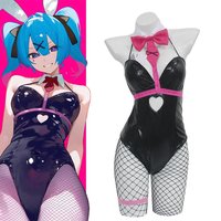 Cosplay Miku Rabbit Hole Bunny Girl Black Leather Sexy Cute Handmade and Tailor-made Costume Wig Cosplay Comic Con