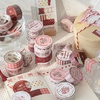 Mr. Paper Crimson Prelude PET Tape 3-Roll, Glitter Sand Material Journal Decor, Red Theme Collage Material, Creative Stationery