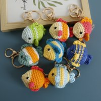 Cute Small Fish Series Crochet Keychain Knitted Clown Fish Keyrings Handmaking Crochet Rainbow Fish Keychains Custom Accessories