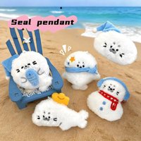 Seal Plush Keychain Soft Cartoon Sea Animal Doll Lovely Mini Toy Bag Charm Gift for Girls Kids