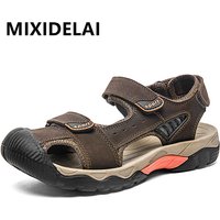 Men's Genuine Leather Sandals Brand Classic Summer Sandals Male Outdoor Casual Lightweight Sandal Fashion Sneakers Big Size 48