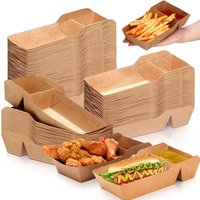 Kraft Paper Food Trays Heavy-Duty Paper Food Boat Disposable Serving Basket Tray Chicken Nuggets Nachos Fries Take-out Container
