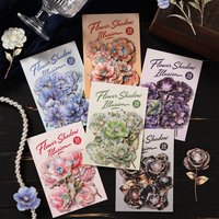 15pcs Hard Card Stickers Flower Shadow Fantasy Series Flower Theme Handmade Account DIY Material Decorative Stickers