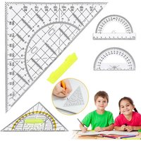 Multi-function Plastic Triangle Ruler With Handle Transparent Angle Protractor Geometry Measuring Drawing Drafting Tools