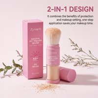 SPF 50 Mineral Sunscreen Loose Powder Broad Spectrum UVA/UVB Protection Sun Block Sweatproof On-The-Go Use Sunscreen With Brush