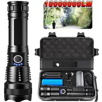 XHP50 High Power Rechargeable LED Tactical Flashlight Aluminum Alloy Telescopic Zoom Torch Lamp for Outdoor Camping Fishing