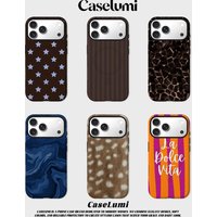 CaseLumi Matte Bumper for Magsafe Case for IPhone 17 16 15 Plus Pro Max Shockproof Hard Dark Brown Celestial Light Stars Cover