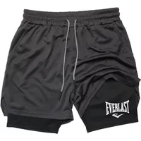 Men's Compression Gym Shorts EVERLAST Printed Sports Pants Double Layer Quick Drying Basketball BeachMuscles Fitness